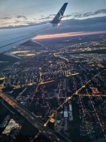 Baku from the air at night