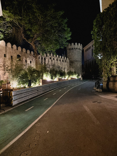 The walls of the Old City at night