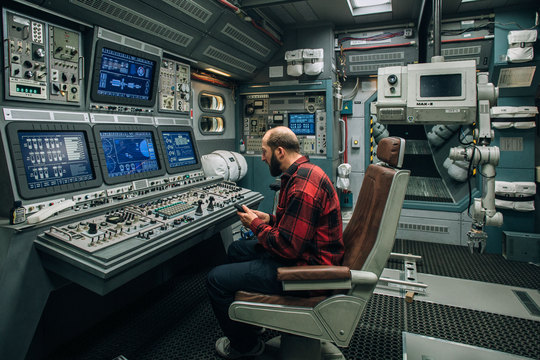 The control panels of the cockpit set