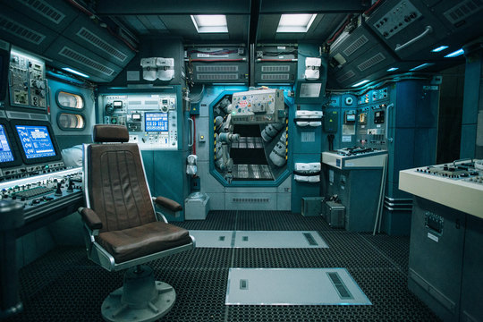 The cockpit set before a take