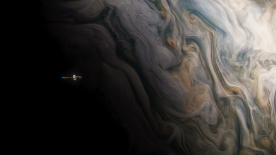 A gas giant and the tiny ship