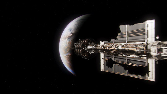 The ship and a distant planet