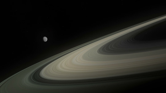 Planetary rings and a moon