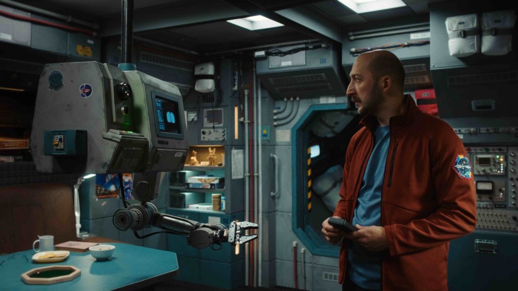 Film still from U Are the Universe: the cargo spaceship interior
